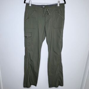 Rei Cargo Pants Women 6 Flat Front Convertible Roll Tab Drawstring Hiking Green